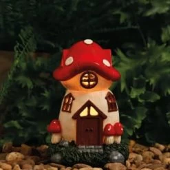 B&M Assorted Mushroom House Ornament With Glowing Solar Light -Magic Garden 393429 mushroom house ornament with glowing solar light 5