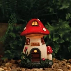 B&M Assorted Mushroom House Ornament With Glowing Solar Light -Magic Garden 393429 mushroom house ornament with glowing solar light 6