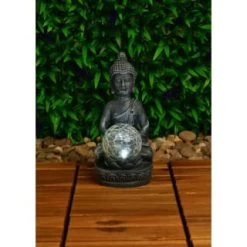 B&M Assorted Sitting Solar Buddha Garden Ornament 14 B&M Assorted Sitting Solar Buddha Garden Ornament -Magic Garden 393441 sitting buddha garden ornament with solar crackle ball 2
