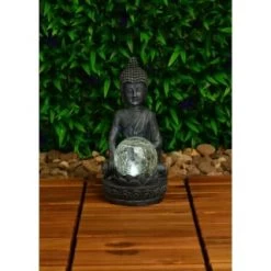 B&M Assorted Sitting Solar Buddha Garden Ornament 13 B&M Assorted Sitting Solar Buddha Garden Ornament -Magic Garden 393441 sitting buddha garden ornament with solar crackle ball