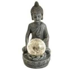 B&M Assorted Sitting Solar Buddha Garden Ornament 11 B&M Assorted Sitting Solar Buddha Garden Ornament -Magic Garden 393441 sitting buddha garden ornament with solar crackle ball 5