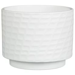 B&M White Ceramic Planter With Base Plate -Magic Garden 393651 white ceramic planter with base plate 4