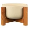 B&M Cream Planter On Wooden Stand