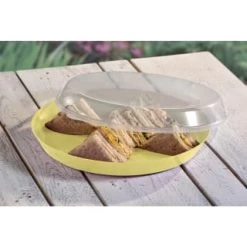 B&M Food Tray With Clear Lid - Yellow -Magic Garden 394984 food tray with clear lid yellow