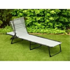 Dakota Premium 3 Position Folding Relaxer Bed - Grey -Magic Garden 395732 dakota premium 3 position folding relaxer bed