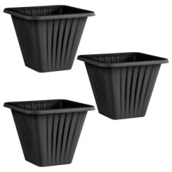 Square Planter 3pk - Black 8 Square Planter 3pk - Black -Magic Garden 397062 3 pack square planters black group