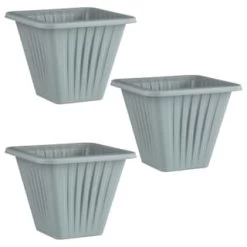 Square Planter 3pk - Grey -Magic Garden 397063 3 pack square planters grey group