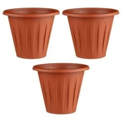 Terracotta Round Planters 3pk -Magic Garden 397064 3 pack terracotta round planters group