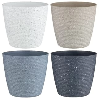 B&M Ribbed Speckled Plastic Planter - Light Grey 4 B&M Ribbed Speckled Plastic Planter - Light Grey - Image 2